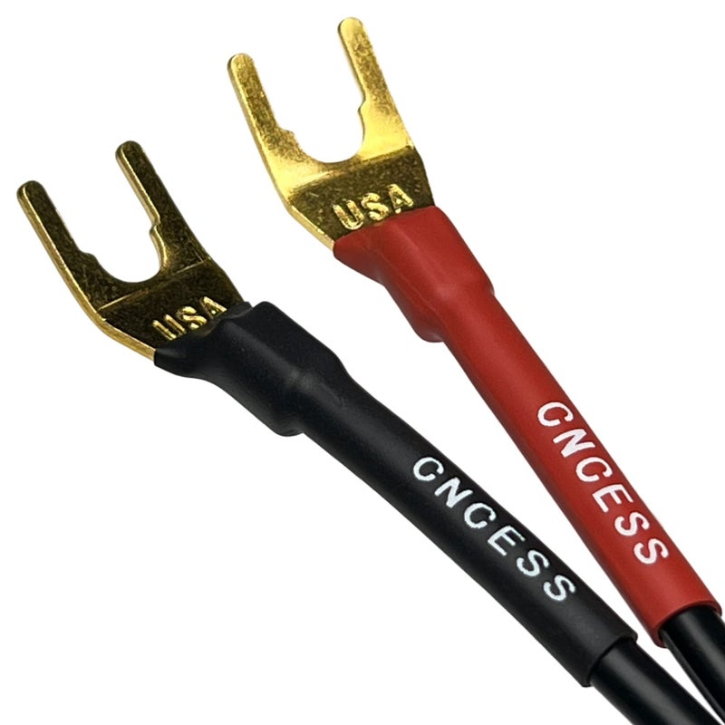 CNCESS CESS-079 Banana Plug to Spade Plug Adapter Cable, Female Banana Jack to Large Spade, 12 AWG Tinned Copper Wire, 6-Inch Length (Large Spade) - Image 2